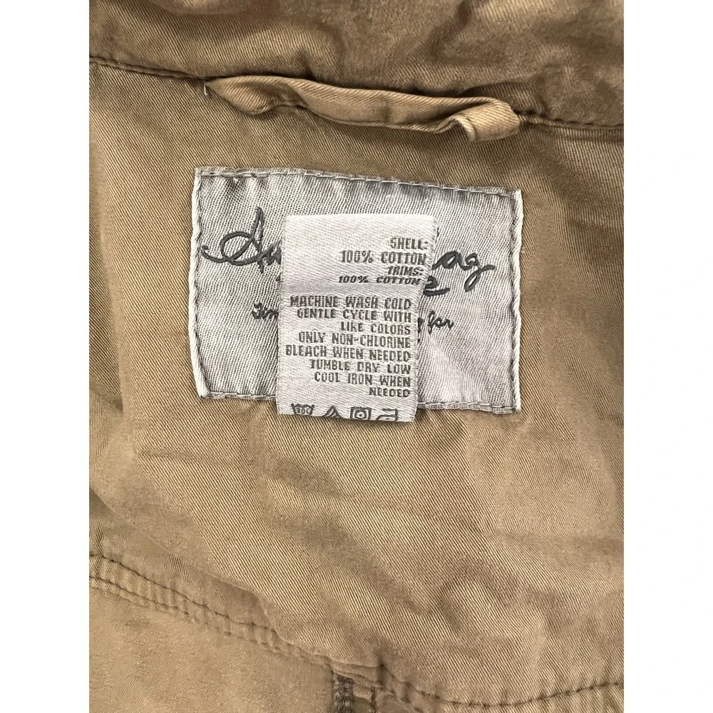 American Rag Jacket Small Womens size Khaki Brown Hooded‎ Field Coat